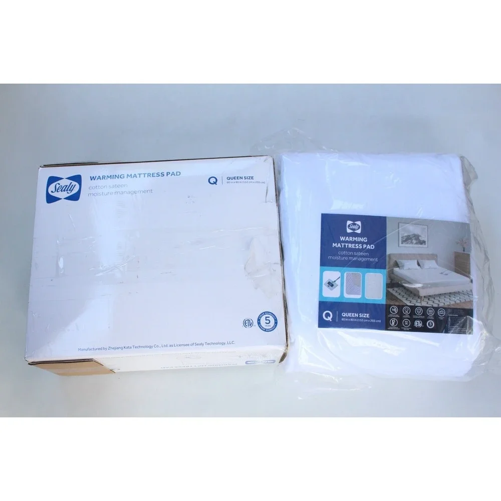 Sealy Warming Mattress Pad‎ Queen Cotton Sateen Moisture Management